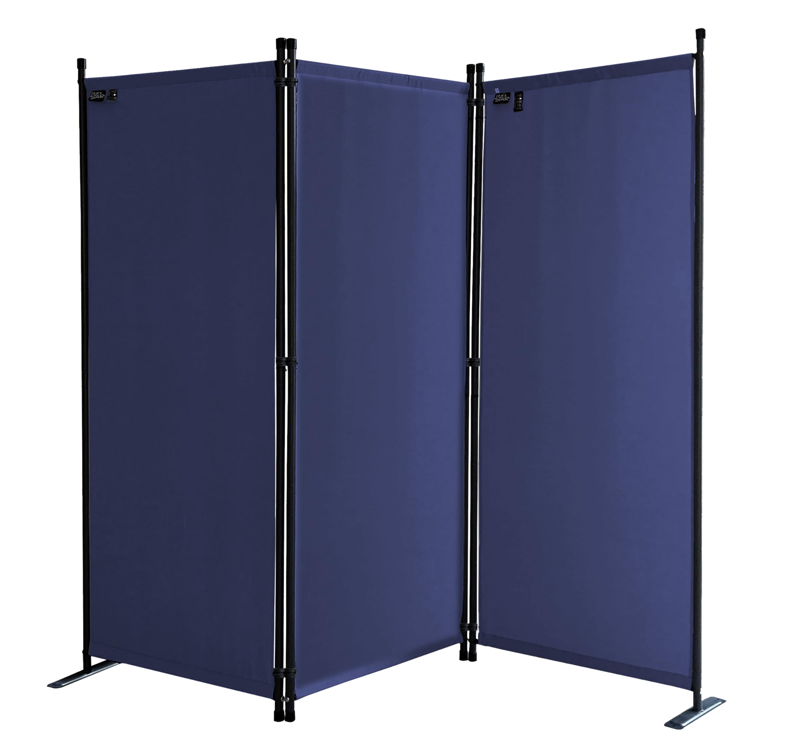 QUICK STAR Paravent 170 x 165 cm Tejido Divisor de habitación Jardín 3-Partición Pared de separación Plegable Balcón Pantalla de privacidad Azul