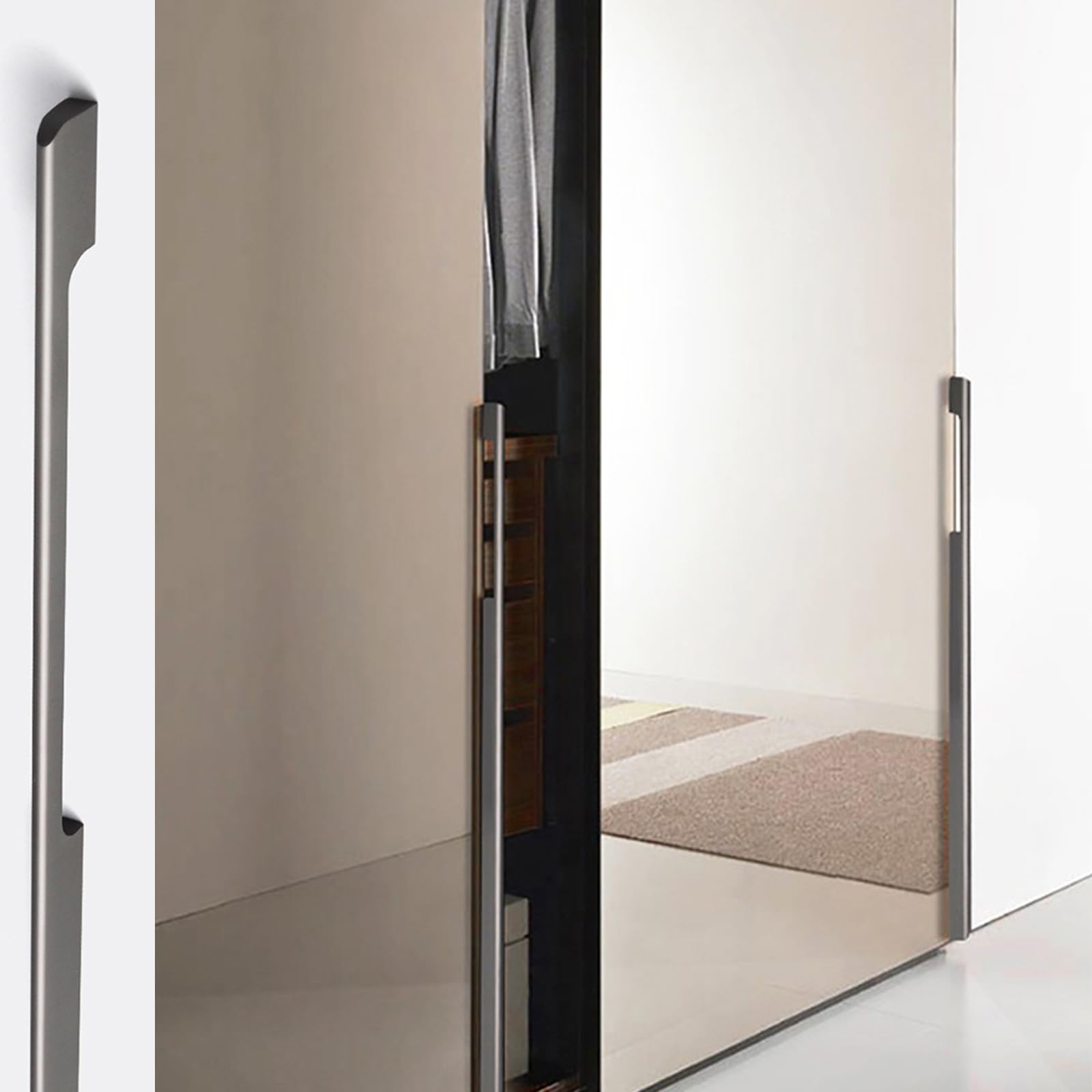Griffe für Schränke Grau Lang,2 Griffe Küche Modern Massive Aluminium | Eloxierte Oberfläche Bügelgriff Lochzentren: 96 - 1160 mm Schubladengriff für Kleiderschrank Schublade Küche 960mm/37.8in
