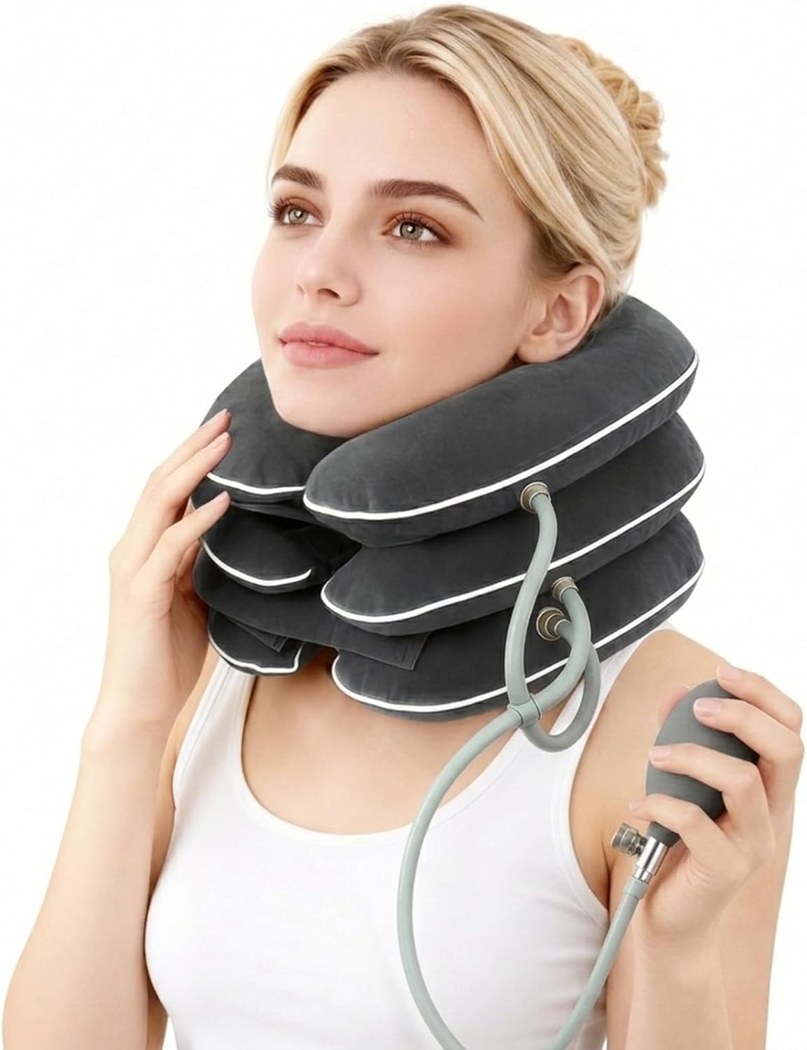 Inflatable Cervical Neck Traction Device for Home Use Neck Pain Relief, Adjustable Neck Stretcher Collar with TPU Liner Inflatable Neck Support for Relaxation & Muscle Tension Relief