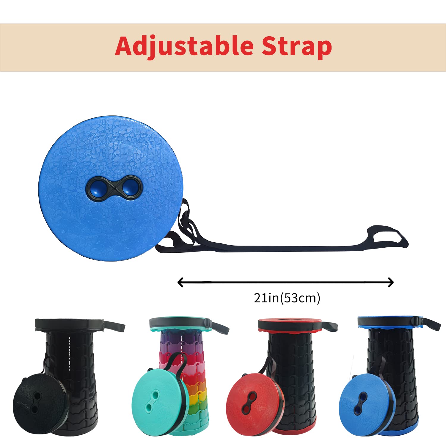 Sgabello Pieghevole Portatile, Blu Retrattile Pieghevole da Campeggio Telescopico Sedile per Campeggio, Barbecue, Pesca, Escursionismo, Barbecue, Carico 180 kg