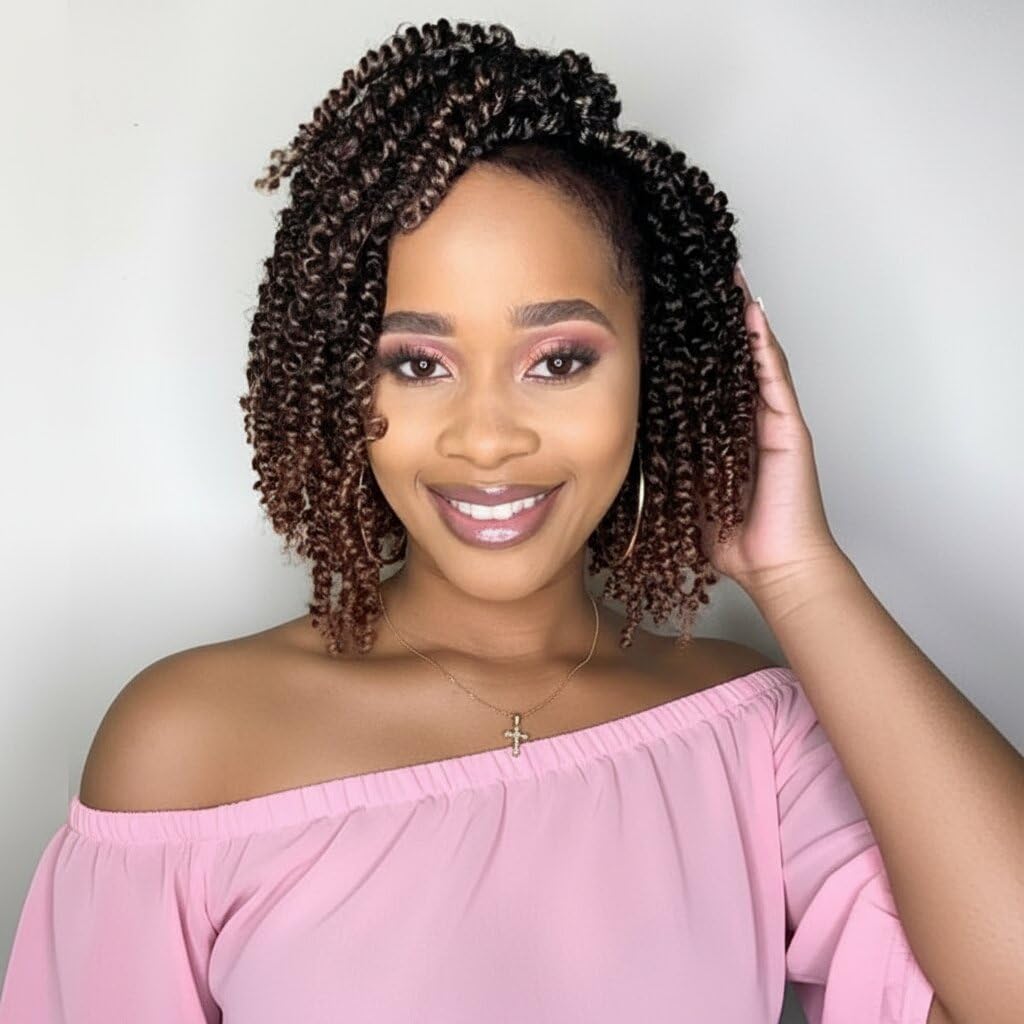 Fulcrum Passion Twist Crochet Hair 8 Inch, 9 Packs Pre Looped Passion Twist Hair, Pre-Twisted Passion Twist Crochet Hair For Black Women (8Inch (Pack