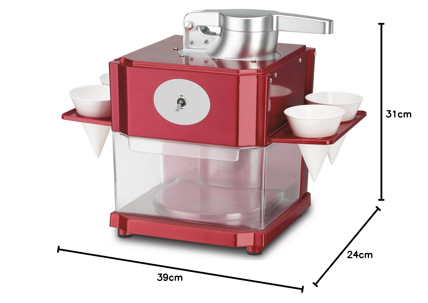 CF HomeEdition Snowcone/Slushie Maker, Eiscrusher, Shaved Ice Maker mit 4 Eisbechern und Servierhalter