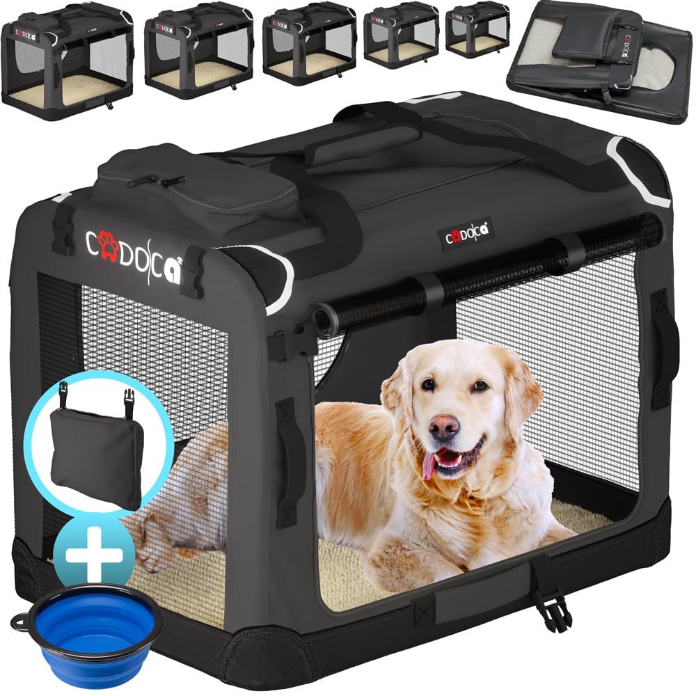 CADOCA® Cage de Transport XXL Anthracite pour Animaux Chien Chat Rongeur Respirant Pliable Sac de Transport Matelas Douillet