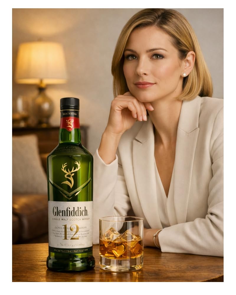 CG94 - Glenfiddich Single Malt Scotch Whisky 12 Anni, Invecchiato in Botti di Quercia, Note di Vaniglia e Spezie, 700 ml