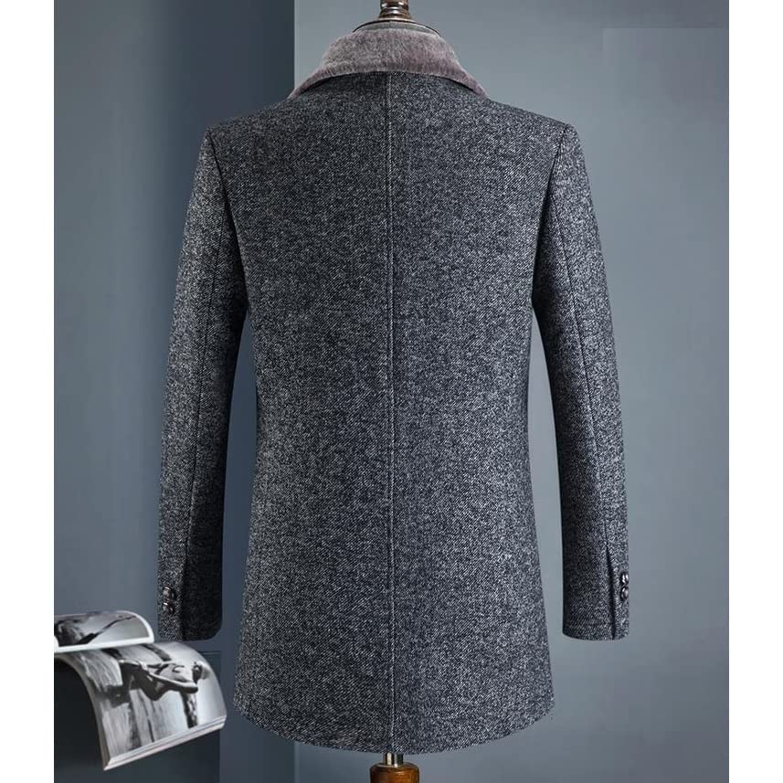 Amazon.co.jp: n/a Winter Wool Thick Trench Coat for Men, Men