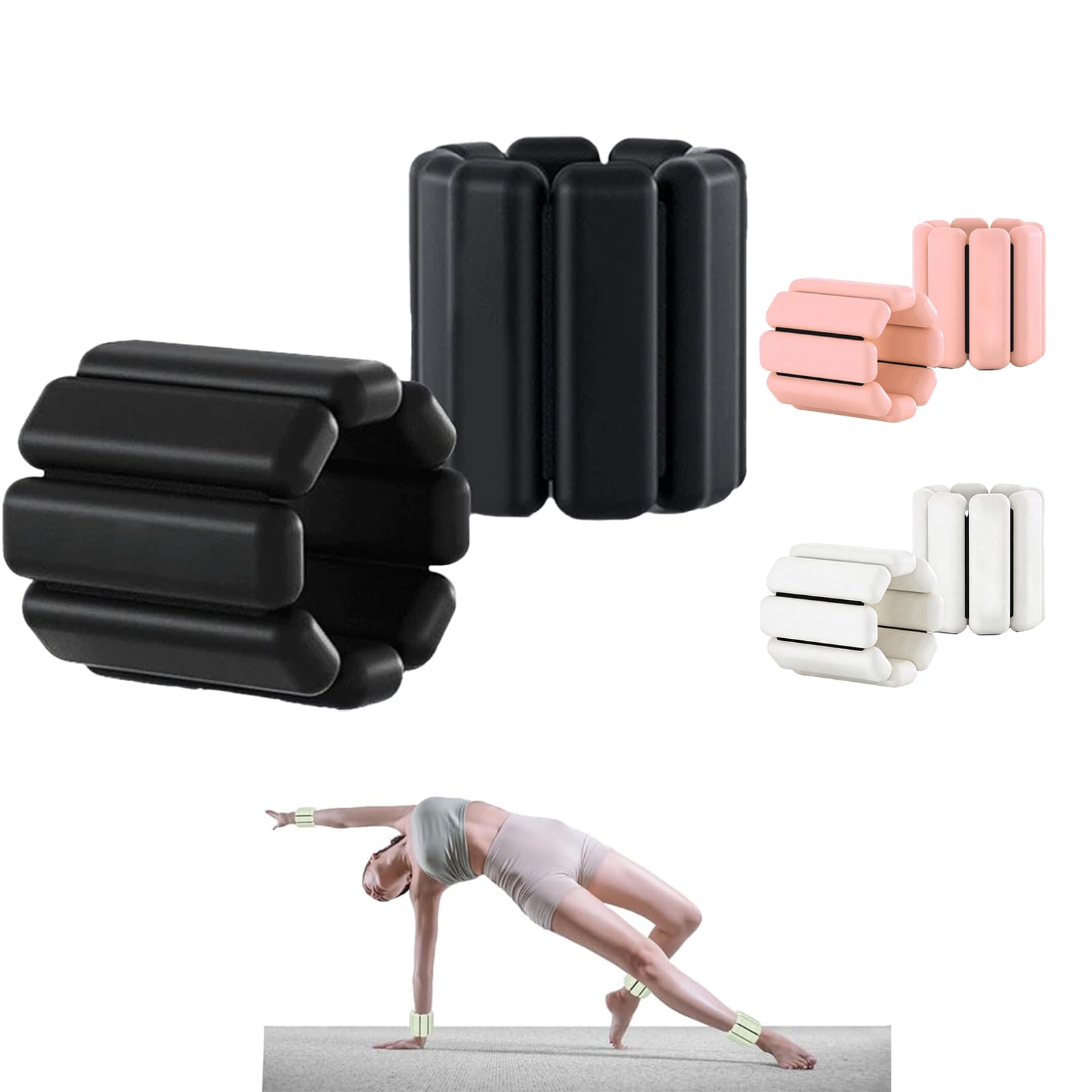 Adjustable Wrist and Ankle Weights Set, 1 lb Each, Exercise Training Weights for Walking, Yoga, Dance, Pilates