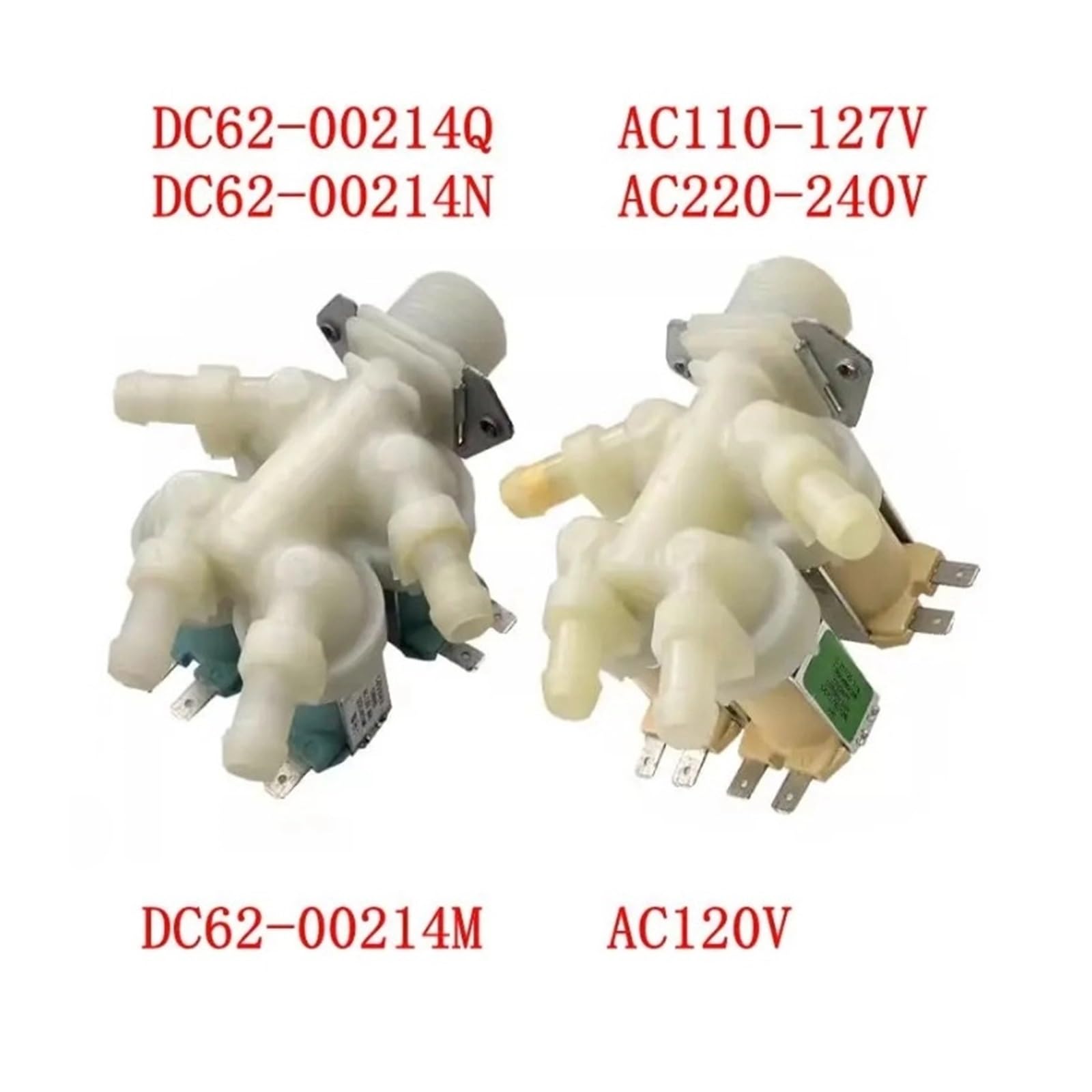 Électrovanne d'arrivée d'eau électrique, Compatible avec Les pièces de Machine à Laver Samsung DC62-00214Q DC62-00214N DC62-00214M 50/60HZ(DC62-00214N)