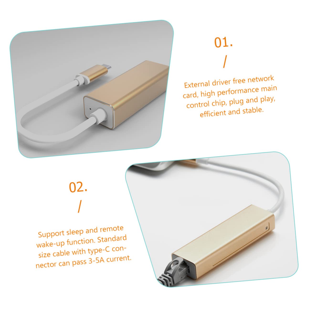 UKCOCO 5pièces Adaptateur USB-c vers Ethernet Mbps Connecteur Compatible avec Pc Et Téléviseurs Utilisation Facile sans Alimentation Externe
