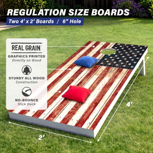 Image of GoSports 4 x 2 ft Regulation Size Wood Cornhole Boards - 10 Vintage Wood Designs (Choose Your Style)