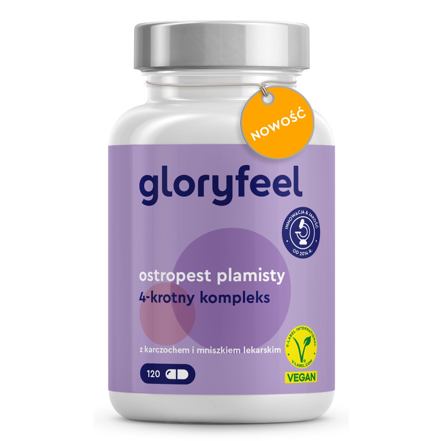 Ostropest plamisty (500 mg) z karczochem (400 mg), mniszkiem lekarskim (150 mg) i desmodium (50 mg) - Wysoka zawartość sylimaryny - 120 kapsułek - Testowane i wyprodukowane w Niemczech bez dodatków