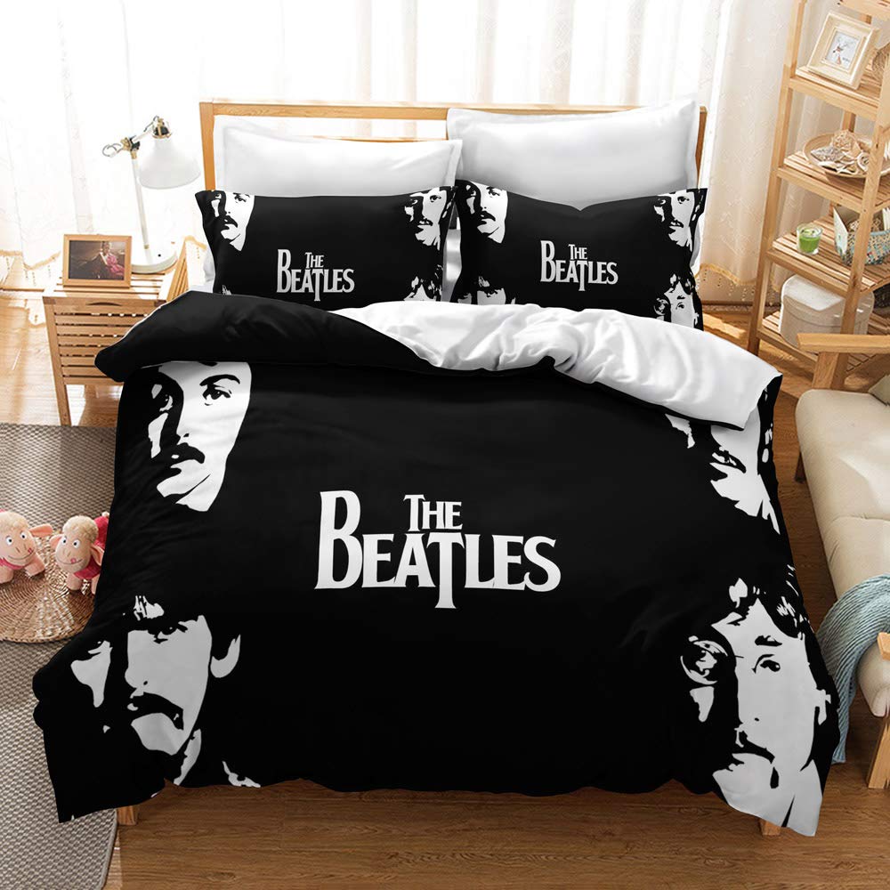 Chaose Rocks 03 The Beatles Duvet Cover Sets 135X200 Quilt 2 Persons 3 Pieces Bed Linen Bedding Set 2 Pillowcases With Closure (Rock 03,Single(135X200cm))