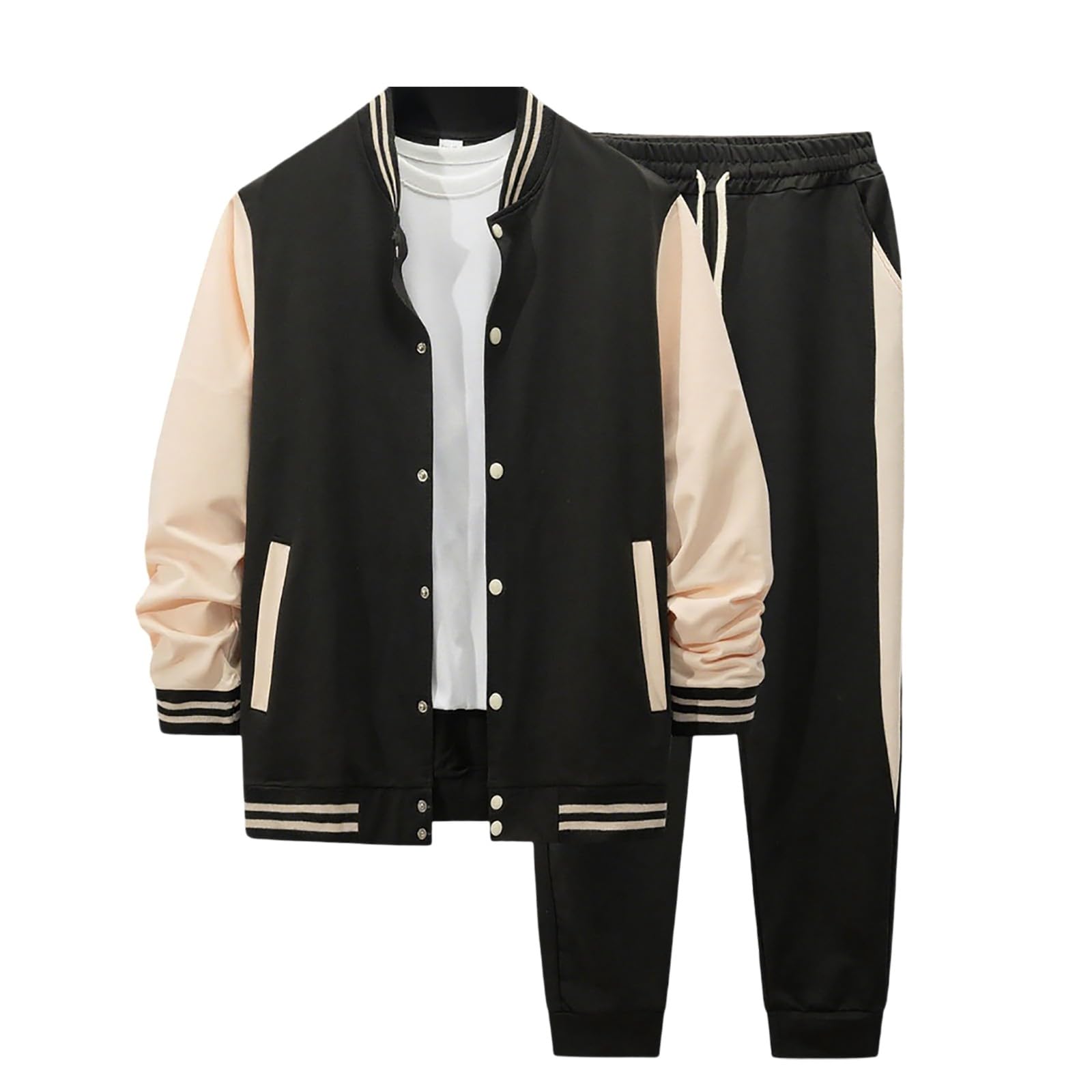 Generisch Tuta sportiva casual da uomo, set composto da giacca e pantaloni, elegante e versatile, perfetto per l'uso quotidiano e le attività all'aperto