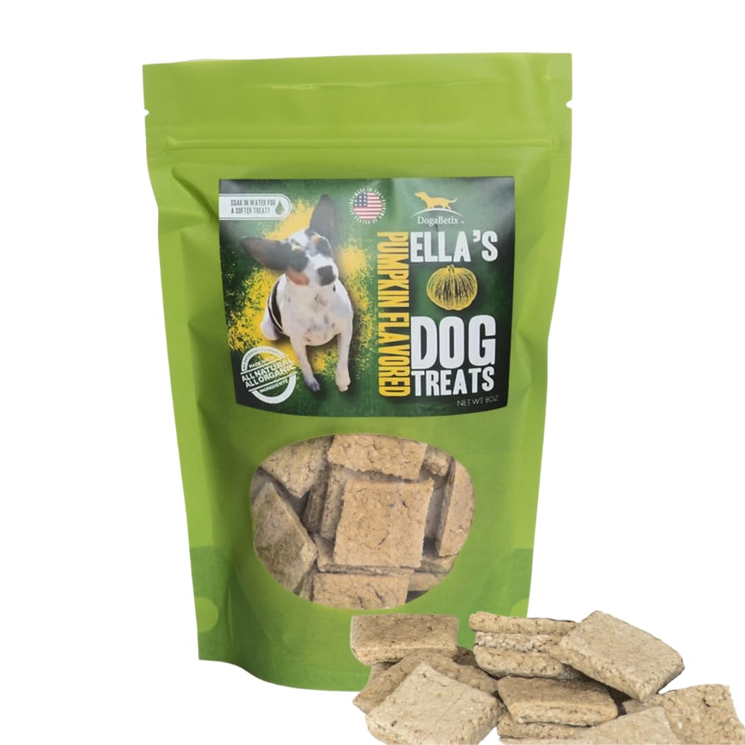 Ella's Diabetic Dog Treats Pumpkin (8oz) - Low Glycemic Ingredients - Vet Approved - Made in USA by Owners of Diabetic Dogs - Developed to Help Keep Glucose Levels Stable