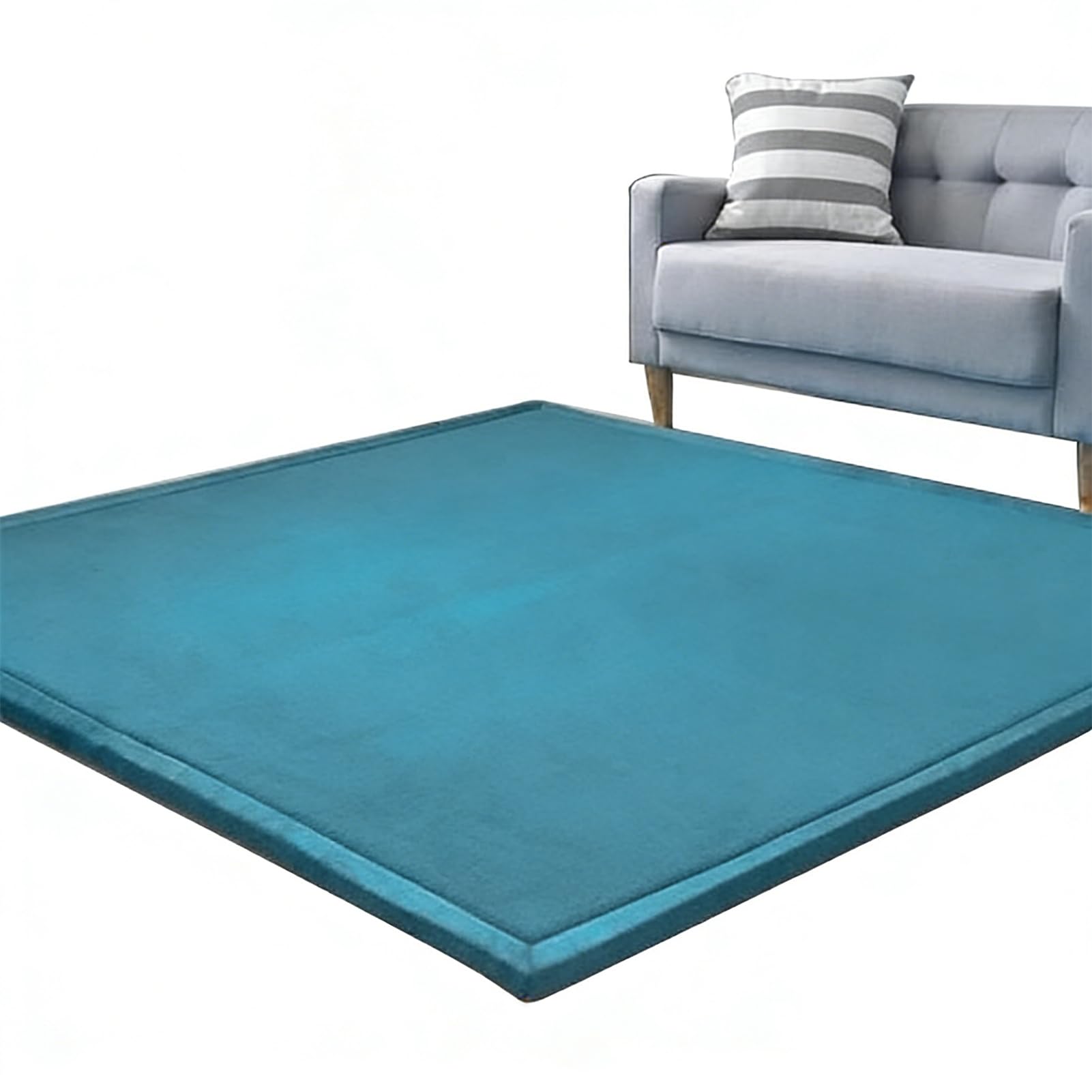 Baby Crawling Mat, Memory Foam Rug Large Nursery Play Mat 3cm Thick Area Rug Coral Velvet Rug for Tatami, Living Room, Bedroom, Non-Slip Playmats Activity Floor Mat for Babies Blue 40 x 100 cm