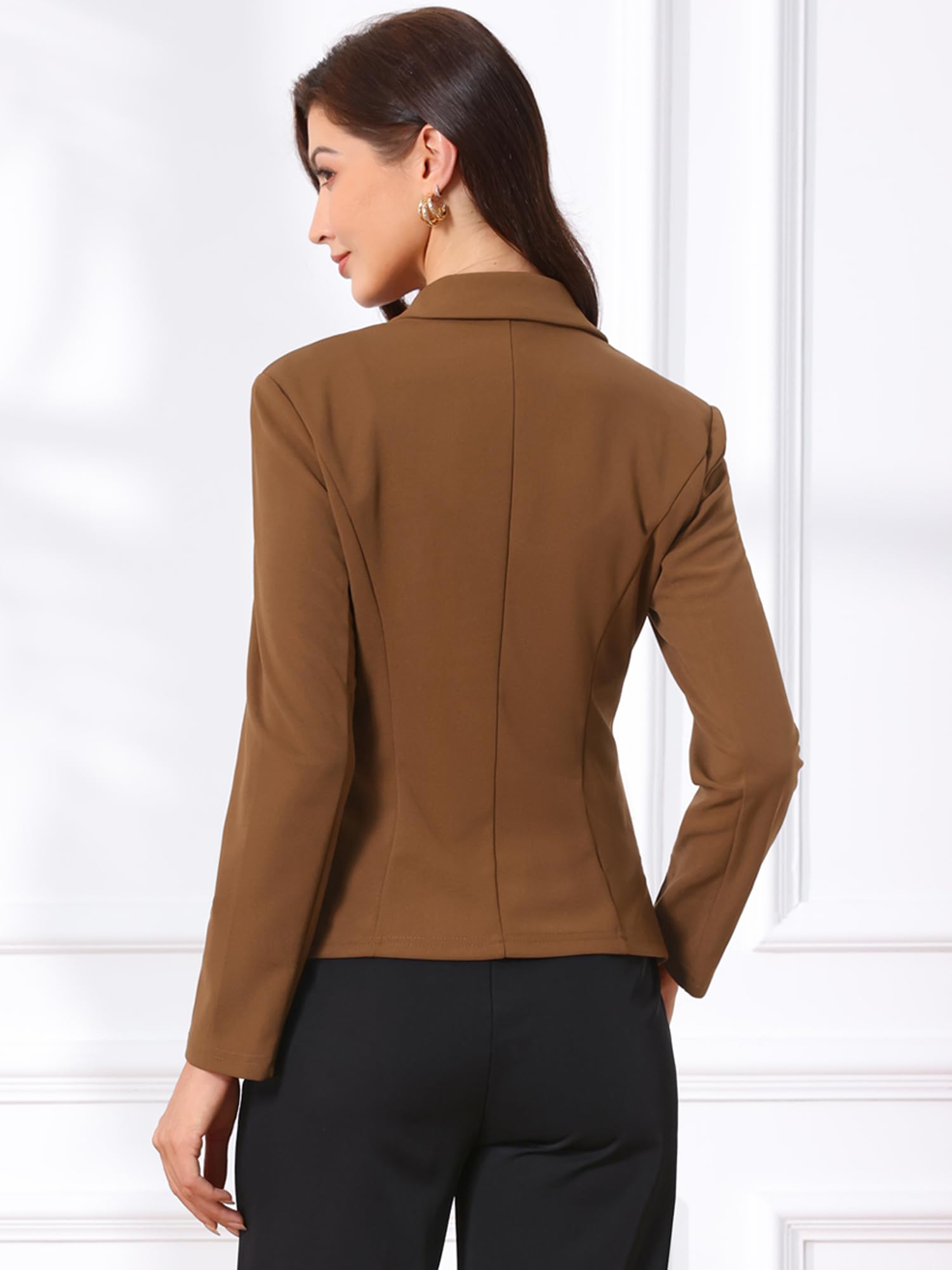 Allegra K Chaqueta De Traje para Mujer Chaqueta Elástica con Cuello De Solapa para Oficina De Trabajo