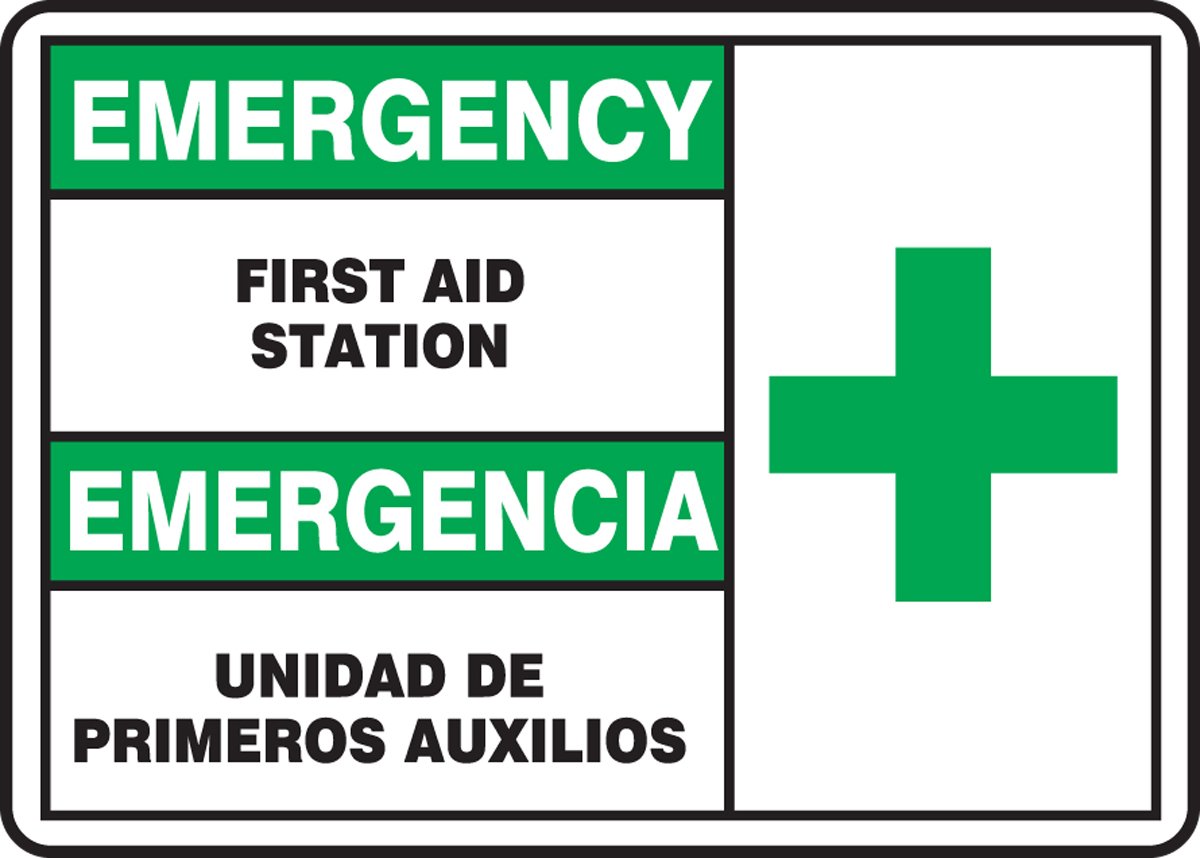 Panneau premiers secours bilingue pour éviter la confusion en cas d'urgence