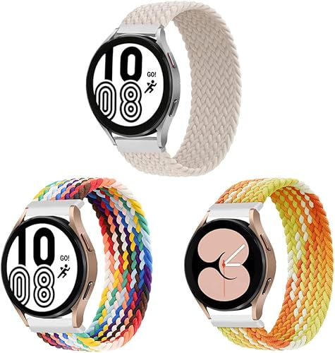 Miniatura 1 de ALMNVO Paquete de 3 correas elásticas de nailon trenzado de 0.787in para Samsung Galaxy Watch 5 de 1.575in, 1.732in, 5 Pro de 1.772in, 0.157in,