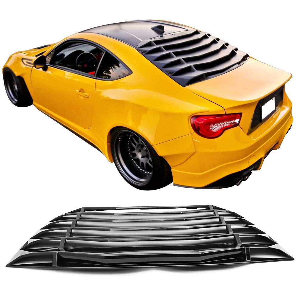 IKON MOTORSPORTS Window Louver, Compatible with 2013-2016 Scion FR-S/2013-2020 Subaru BRZ/2017-2020 Toyota 86, Gloss Black Rain Sun Guard Wind Deflector