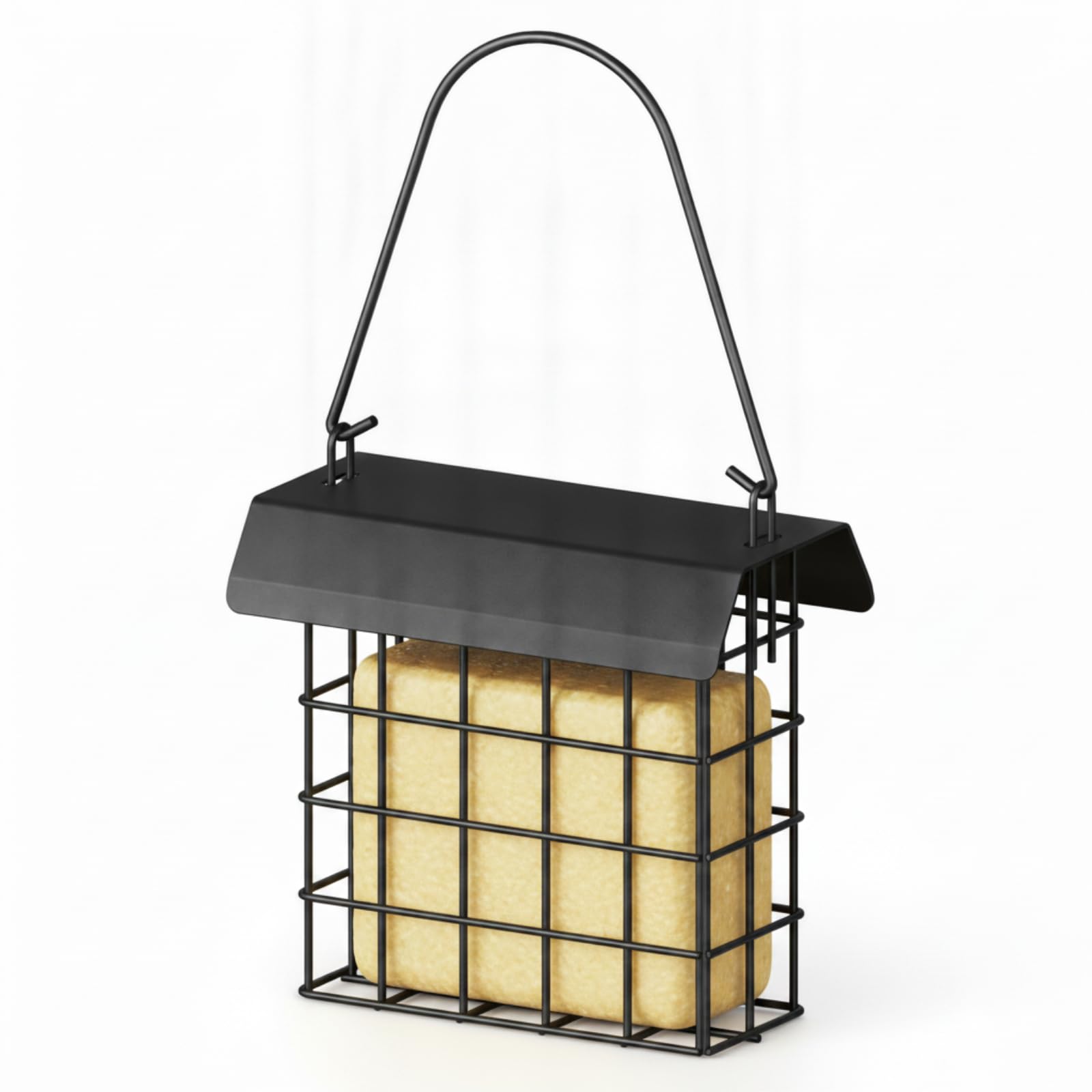 Raoletin Outdoor Suet Block Feeder Bird Feeder Squirrel Proof, Metal Bird Feeders Hanging Station and Patio, Squirrel Proof Birds Feeders for Outdoor Inside Garden Home, Weatherproof Design (Black)