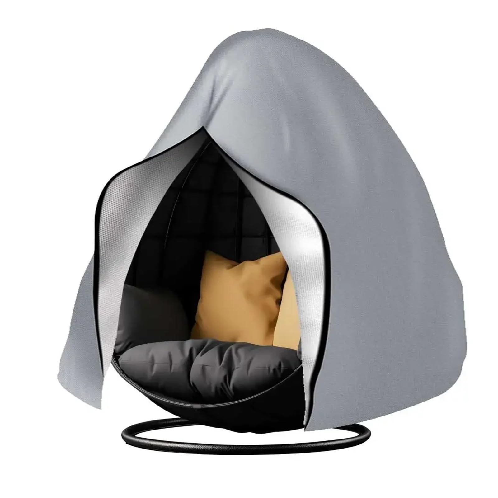 WEQYFDC Waterproof Cover For Garden Hanging Chair Waterproof Patio Hanging Egg Chair Cover Outdoor Single Seat Swing Cover With Zipper Heavy Duty(Grey,115X190CM)