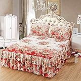 Zhiyuan 2 Layers Ruffled Bed Sheet Skirt Brushed Microfiber Bedspread with 2 Pillow Shams, Queen, Beige