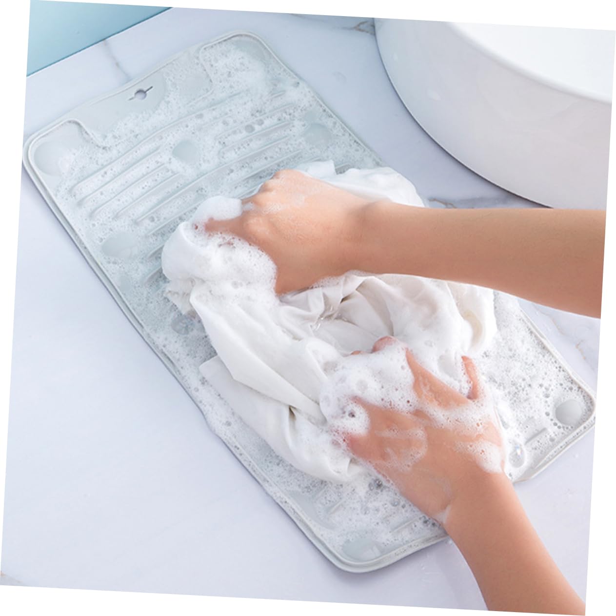 Yardenfun Tabla de Lavar Portátil para Lavar Ropa y Pañales con Ventosa de TPR Antideslizante Diseño Multifuncional para Baño y Viajes