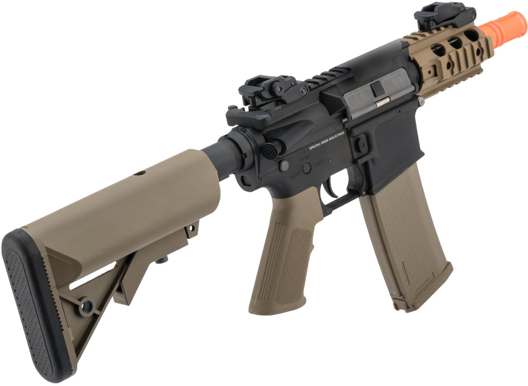 Evike Airsoft - Specna Arms CORE Series Airsoft M4 AEG (Model: PDW/Black+Tan)