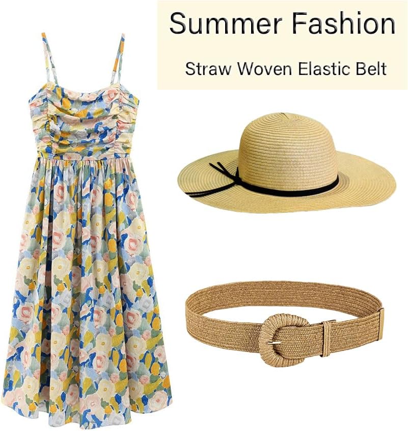 COTIM COYIN Women's Braided Waist Belt with Wide Woven Design and Chunky Buckle - Image 5