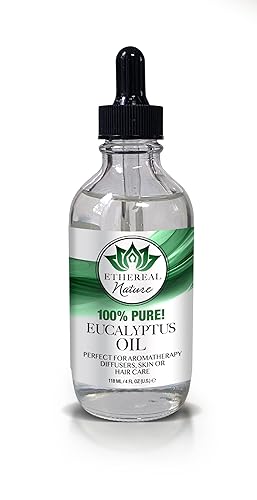 Ethereal Nature Aceite de eucalipto 100% puro. Perfecto para difusores de aromaterapia, cuidado de la piel o el cabello, belleza DIY, 4 onzas