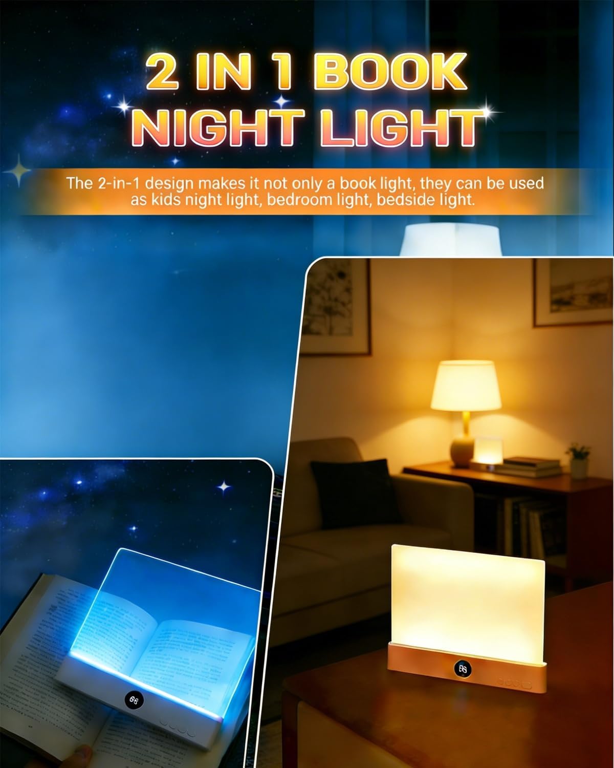 Flat Reading Book Light LED Panel Book Full Page Lamp Rechargeable Smart Glow Bedlight Kids Portable Cute USB Night Lights in Bed at Night Small Books Reader Lighting Illuminator(Pink)