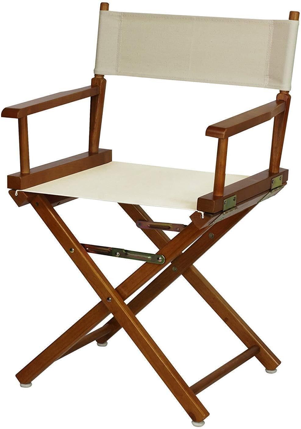 Director's Chair with Built-in Armrests and Foldable Design for Easy Storage, Lightweight Durable Frame Perfect for Indoor or Outdoor Seating Natural/Wheat Canvas/24 in Honey Oak Frame