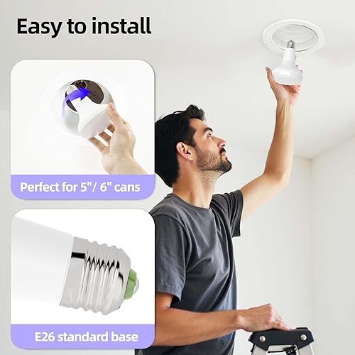 Miniatura 8 de BR30 - Bombillas LED Alexa empotradas, funciona solo con Alexa (requiere eco), cambio de color, temperatura de color ajustable en interiores para