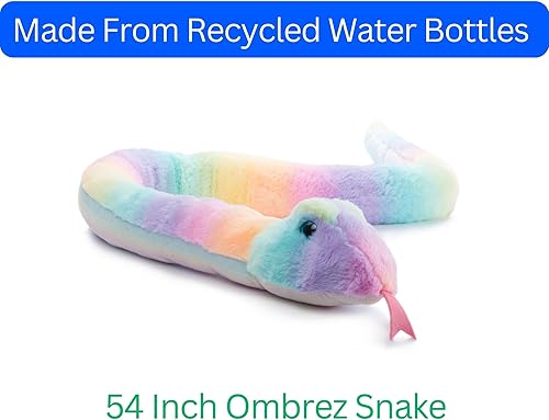 Miniatura 7 de The Petting Zoo Peluche de serpiente de peluche animales del zoológico Ombrez juguete de peluche de serpiente arcoíris de 54 pulgadas