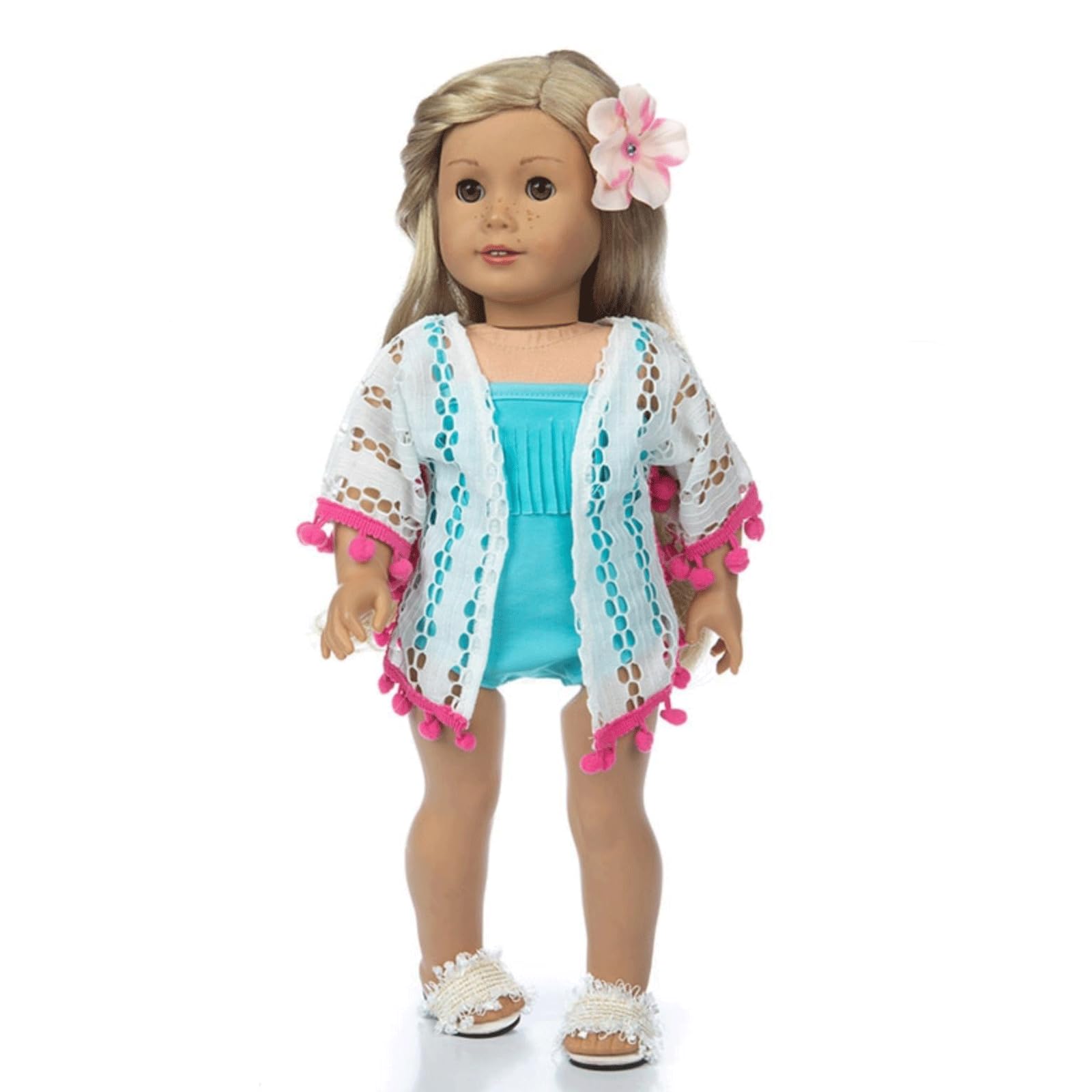 45,7 cm Puppenkleidung und Zubehör, Puppen-Schwimm-Outfit inklusive Badeanzüge, Hut, Sonnenbrille, Girlande, Handtasche, Schwimmring (Puppe nicht im Lieferumfang enthalten)