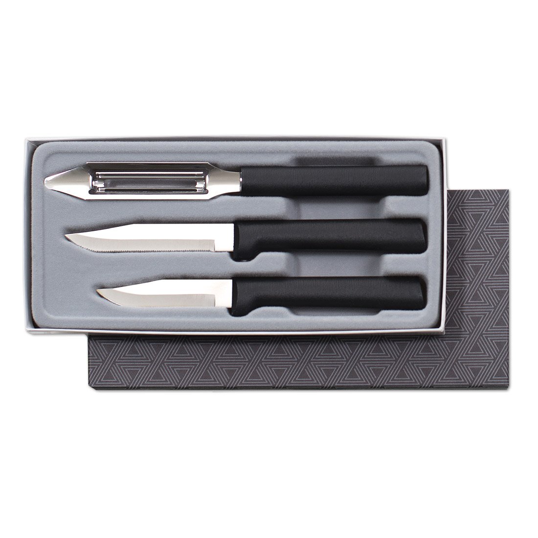 Cutlery Kitchen Basics Gift Set (256), 3-Piece Knife Set, Made in USA, Black Handles