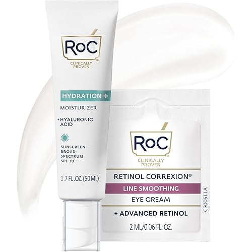 RoC Multi Correxion 1.5% Pure Hyaluronic Acid Anti Aging Daily Face Moisturizer with Sunscreen, SPF 30 Broad Spectrum Moisturizer + Retinol Eye Cream Packette