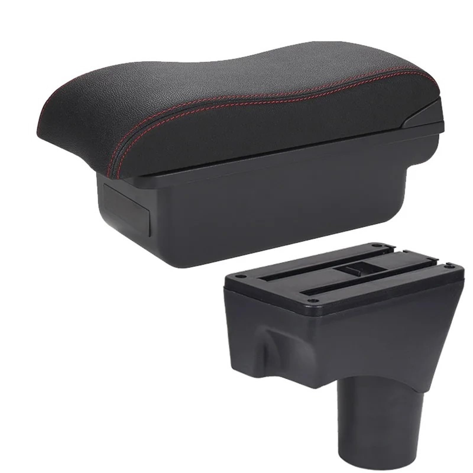 Hguvsjd Armrest Box For Nissan For March For Micra K13 For Sunny 2010-2022 Armrest Storage Box Retrofit Parts Car Armrests(C Black red NO USB)