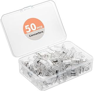 BTF-LIGHTING FCOB COB 50pcs 8mm 0.31in Transparent Connector Support FCOB 8mm Width 2 pin v+ v- Single Color LED Strip Corner Connection(Without Wires)