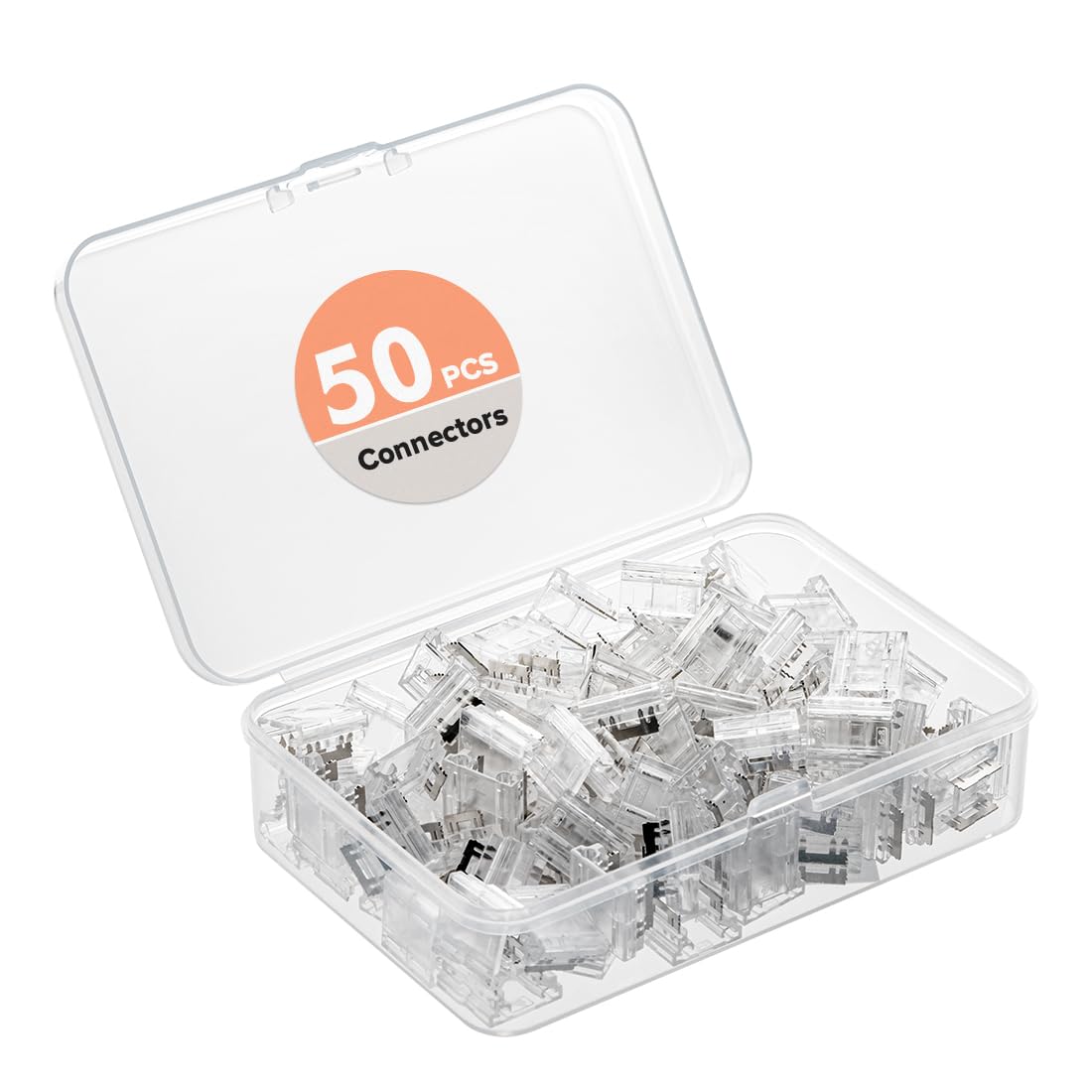 BTF-LIGHTING FCOB COB 50pcs 8mm 0.31in Transparent Connector Support FCOB 8mm Width 2 pin v+ v- Single Color LED Strip Corner Connection Only Adapted for 20AWG Wire(No Wires in The Packaging)