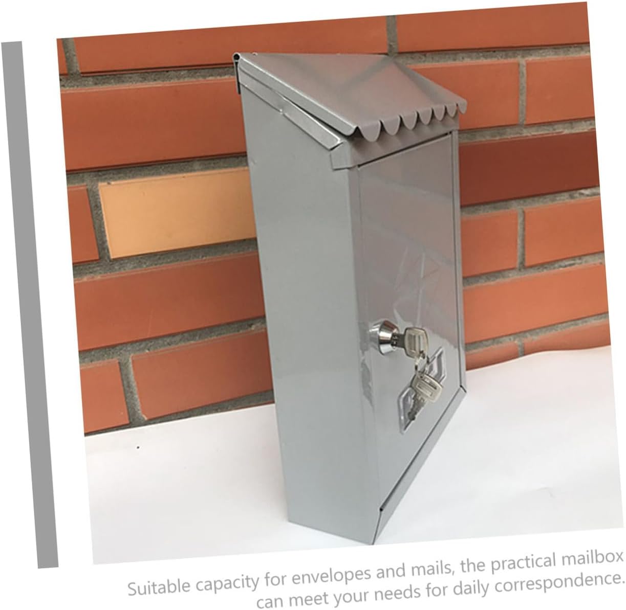 Vintage Tinplate Wall-Mount Mailbox with Lock Metal Letter Box for Garden Outdoor Use Weatherproof Storage for Letters and Newspapers Silver Finish for Home and Office