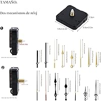 Vista 2 de Juego de 2 mecanismos de reloj de cuarzo, mecanismos de reloj de pared, repuesto alimentado por batería, piezas de movimiento de reloj, repuesto