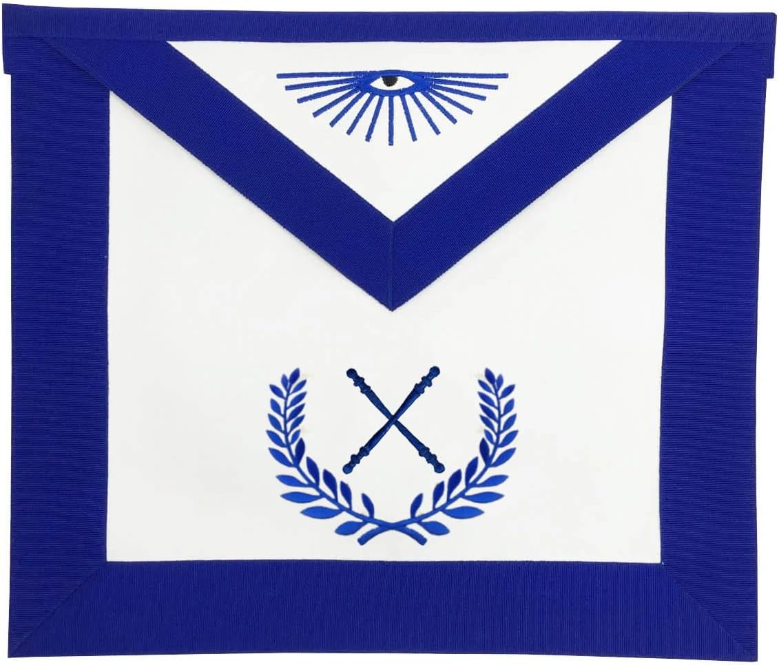 BRICKS MASONS Marshal Blue Lodge Officer Apron - Royal Blue with Wreath