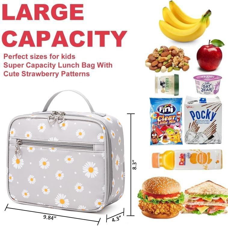 Createy Girls Backpack, Daisy Backpack for Girls School Bags Elementary Bookbags Primary School Backpack Kids Backpack with Lunch Box and Pencil Case - Image 8