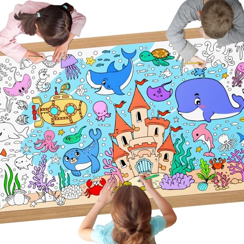 Ayesy Mantel Para Colorear,183 X 76 Cm Mantel De Papel Para Pintar Poster Gigante De Colorear, Creativa Diy Actividad De Dibujo Para Decoración De Fiesta Navidad, Actividad Infantil, Escuela-Pastar C