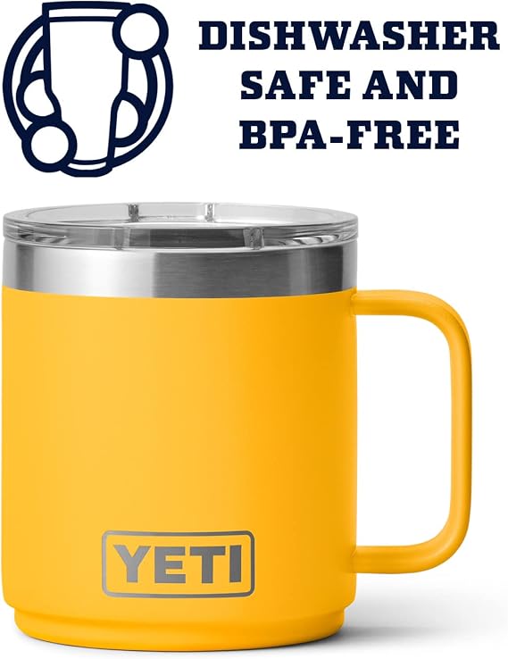 YETI Rambler 10 oz Stackable Mug, Vacuum Insulated, Stainless Steel with MagSlider Lid, Alpine Yellow