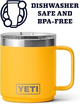 YETI Rambler 10 oz Stackable Mug, Vacuum Insulated, Stainless Steel with MagSlider Lid, Alpine Yellow