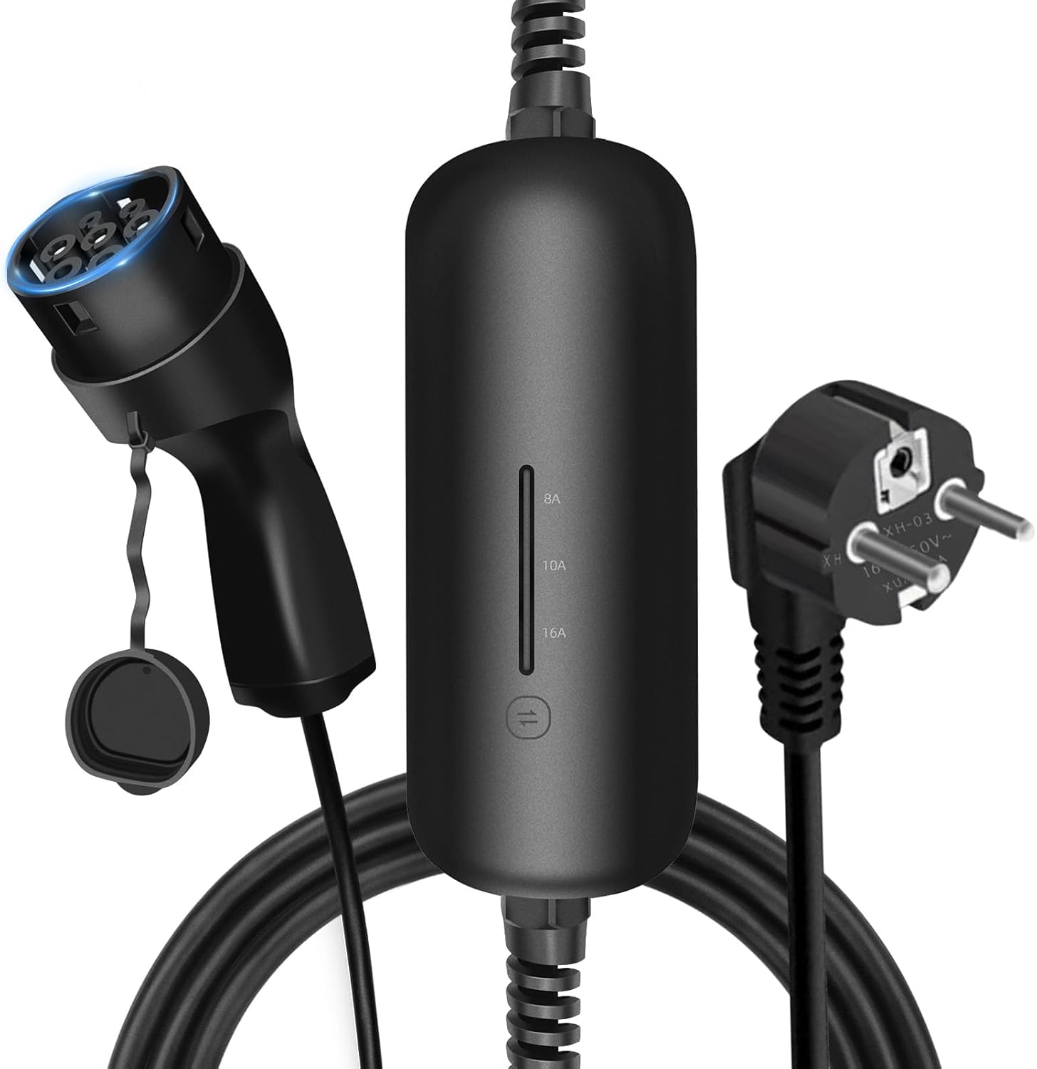 Wallbox portátil de 3,6 KW, cargador de coche eléctrico 8/10/16 A con enchufe Schuko, cargador EV tipo 2 (IEC 62196-2), estación de carga monofásica controlable con EV/PHEV Wallbox portátil de 3,6 KW, cargador de coche eléctrico 8/10/16 A con enchufe Schuko, cargador EV tipo 2 (IEC 62196-2), estación de carga monofásica controlable con EV/PHEV