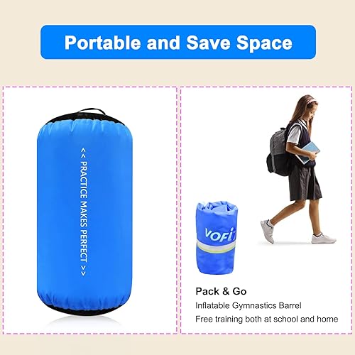 Miniatura 30 de VOFiTNY Gimnasia Equipo de Tumbling Air Barrel Inflable Octágono Vaso Roller Back Bend Trainer Chearleeding Mat Sin Bomba Menta nopump