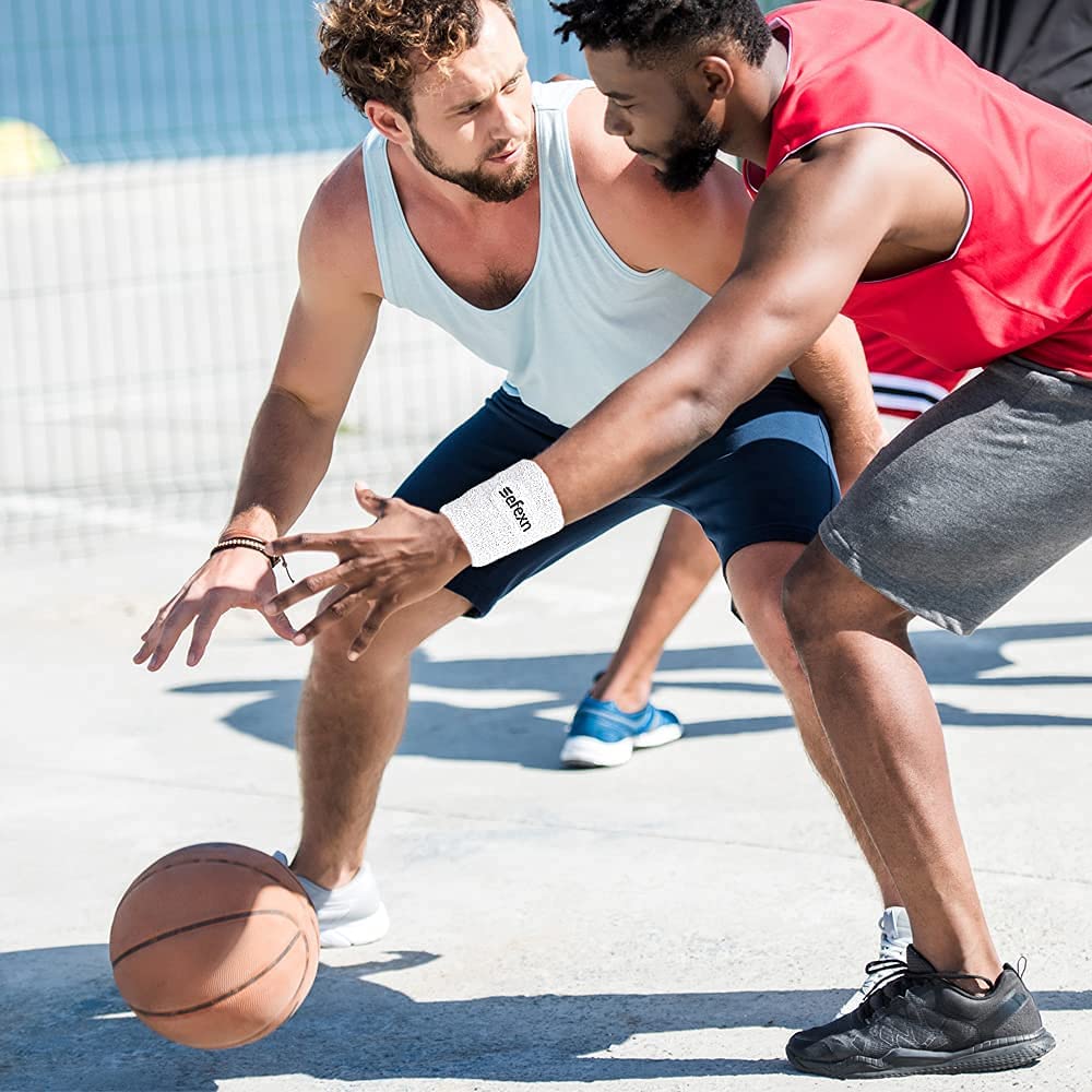 2 PCS Cotton Wrist Sweatbands Terry Cloth Sports Wristbands for Gym Running Tennis Basketball(White) : Sports & Outdoors