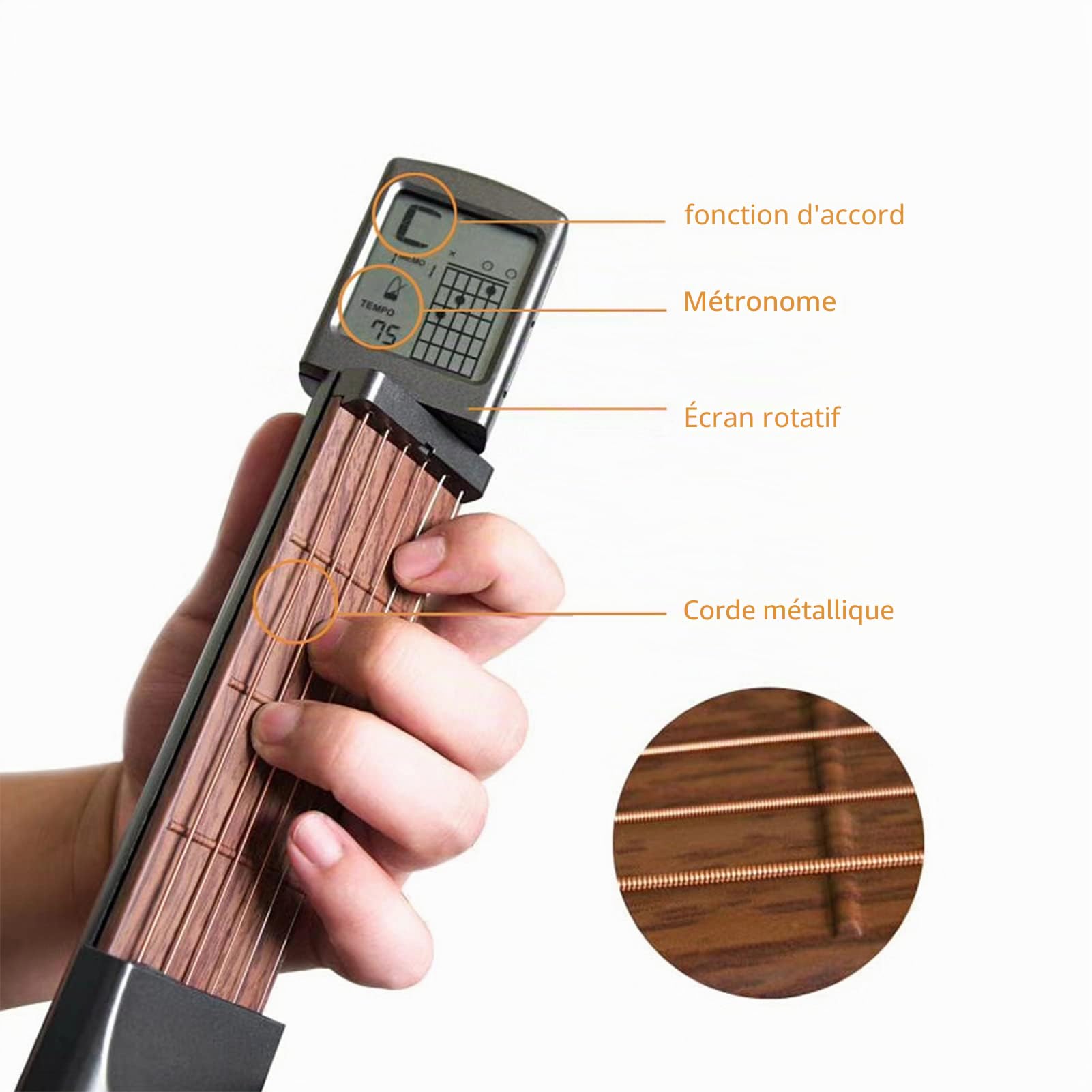 Keenso Mini Manche de Pratique de Guitare à 6 Frettes, Outils D'apprentissage de la Guitare pour les étudiants Débutants en Guitare